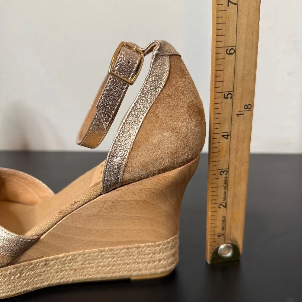 Kanna Spain Suede Leather Metallic Espadrille Wedge Sandals 38 US 8 Platform